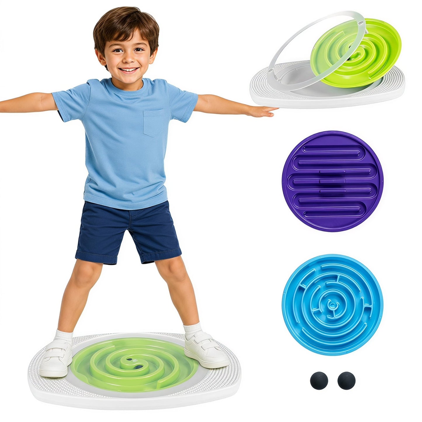 Balance Board Maze for Kids, 3 Maze Discs, 140 lbs