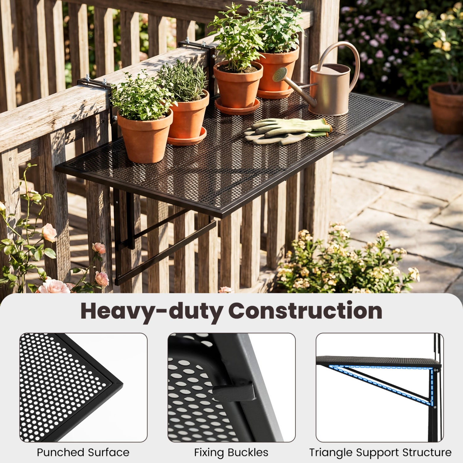 31.5 Inch Metal Folding Bar Table, Adjustable Height Patio Tables at Gallery Canada