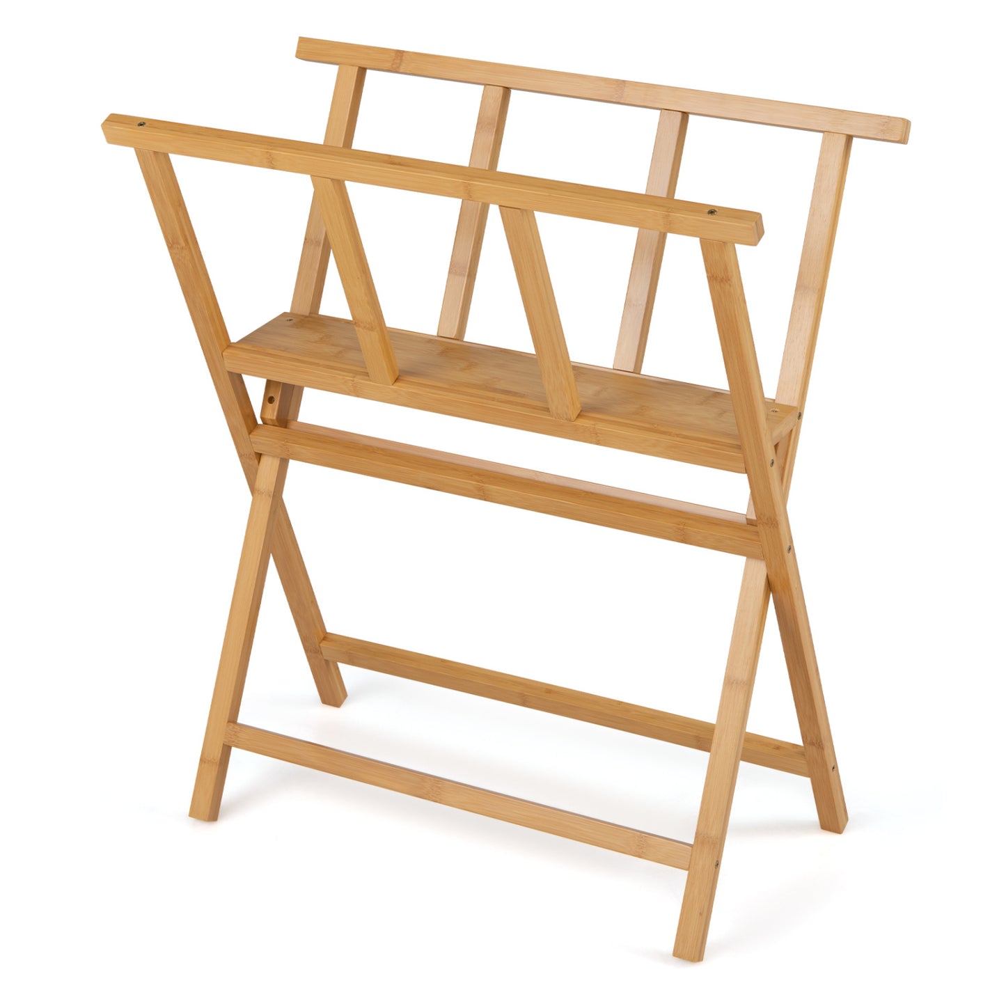 Bamboo Art Print Rack, Canvas Storage Display, Natural