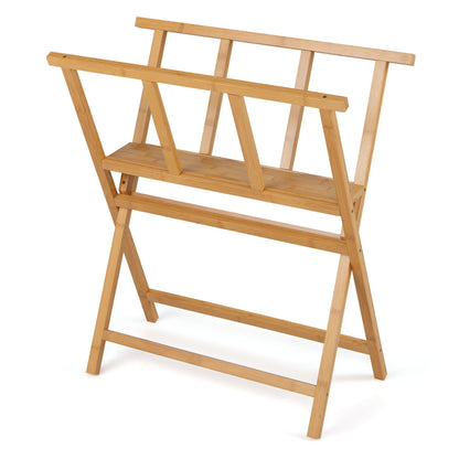 Bamboo Art Print Rack, Canvas Storage Display, Natural
