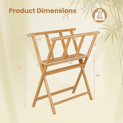 Bamboo Art Print Rack, Canvas Storage Display, Natural