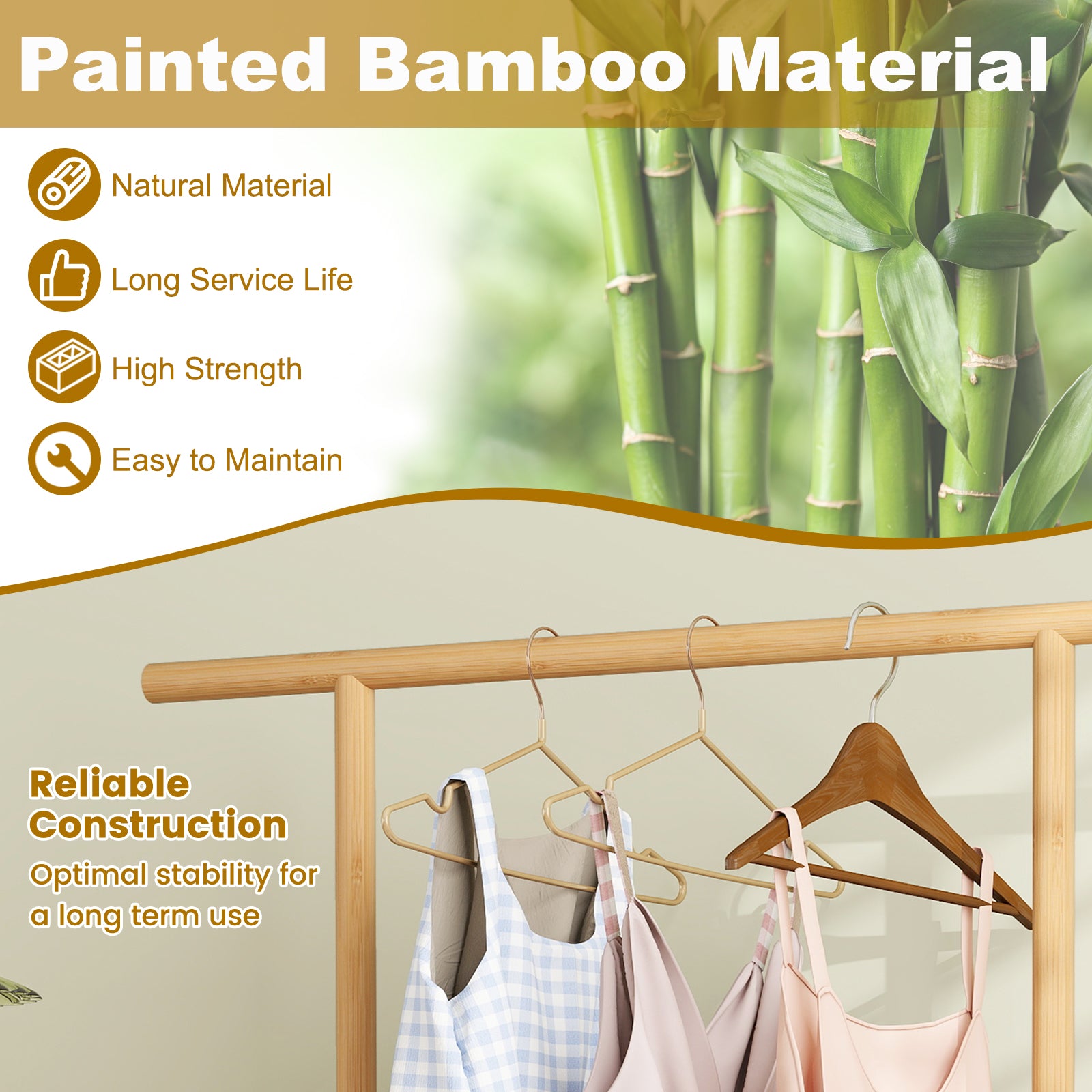 Bamboo Clothes Rack with Rattan Storage Basket and Wheels, Natural Coat Racks & Hall Trees at Gallery Canada