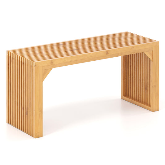 Bamboo Dining Bench, Solid Wood, Natural, Indoor Outdoor Outdoor Benches Natural at Gallery Canada