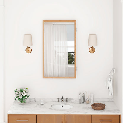 Bamboo Small Medicine Cabinet with Mirror Door and Removable Shelves, Natural Wall Cabinets at Gallery Canada