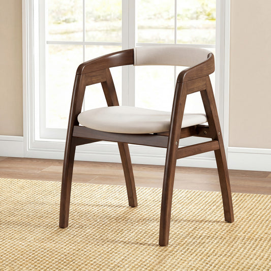 Bamboo Upholstered Dining Chair, Curved Back, Walnut Dining Chairs Walnut at Gallery Canada