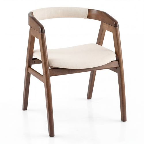 Bamboo Upholstered Dining Chair, Curved Back, Walnut