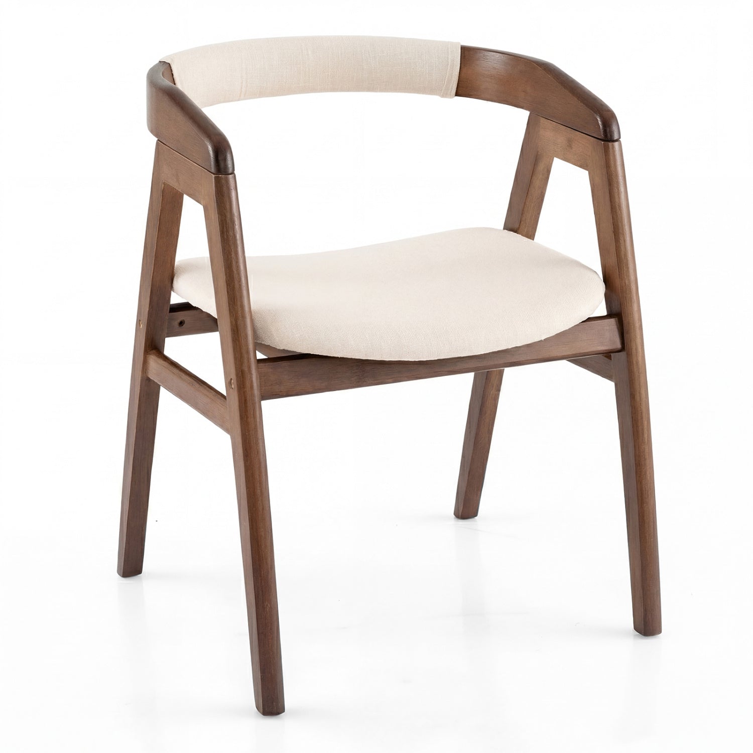 Bamboo Upholstered Dining Chair, Curved Back, Walnut Dining Chairs at Gallery Canada