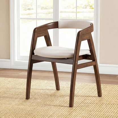 Bamboo Upholstered Dining Chair, Curved Back, Walnut Dining Chairs at Gallery Canada