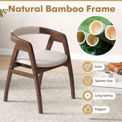 Bamboo Upholstered Dining Chair, Curved Back, Walnut Dining Chairs at Gallery Canada