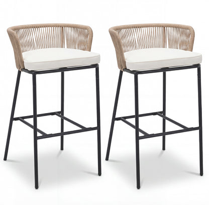 Bar Height Woven Rope Patio Chairs Set of 2, White Outdoor Seating & Patio Chairs White at Gallery Canada