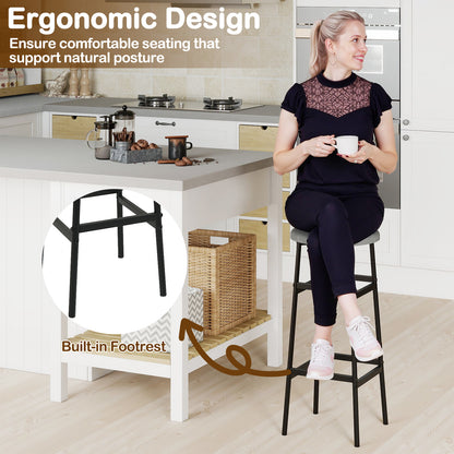 Metal Frame Bar Stools Set of 2, Gray, Black Bar Stools at Gallery Canada