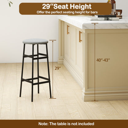 Metal Frame Bar Stools Set of 2, Gray, Black Bar Stools at Gallery Canada