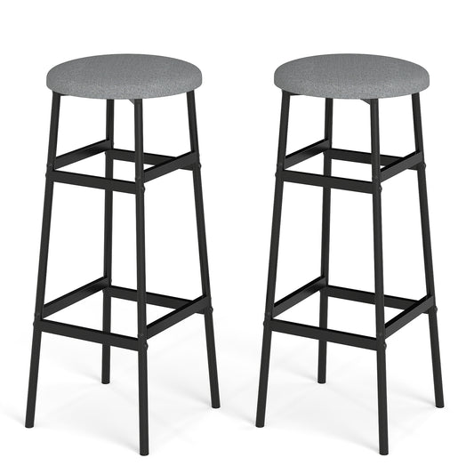 Metal Frame Bar Stools Set of 2, Gray, Black Bar Stools Black & Gray at Gallery Canada