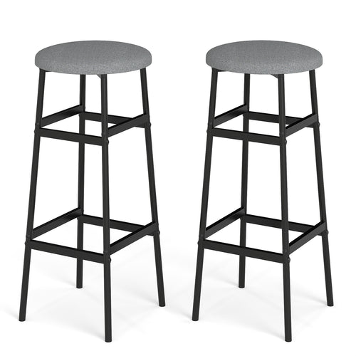Metal Frame Bar Stools Set of 2, Gray, Black
