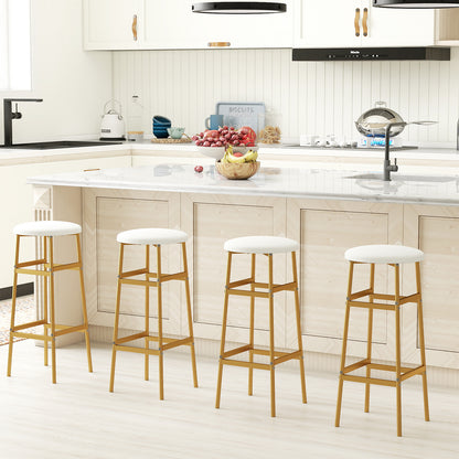 Metal Frame Bar Stools Set of 2, Golden, With Footrest, White Bar Stools at Gallery Canada