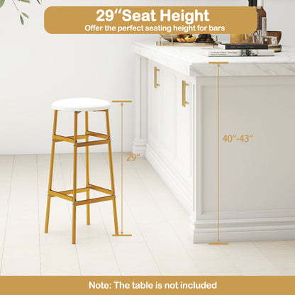Metal Frame Bar Stools Set of 2, Golden, With Footrest, White Bar Stools at Gallery Canada