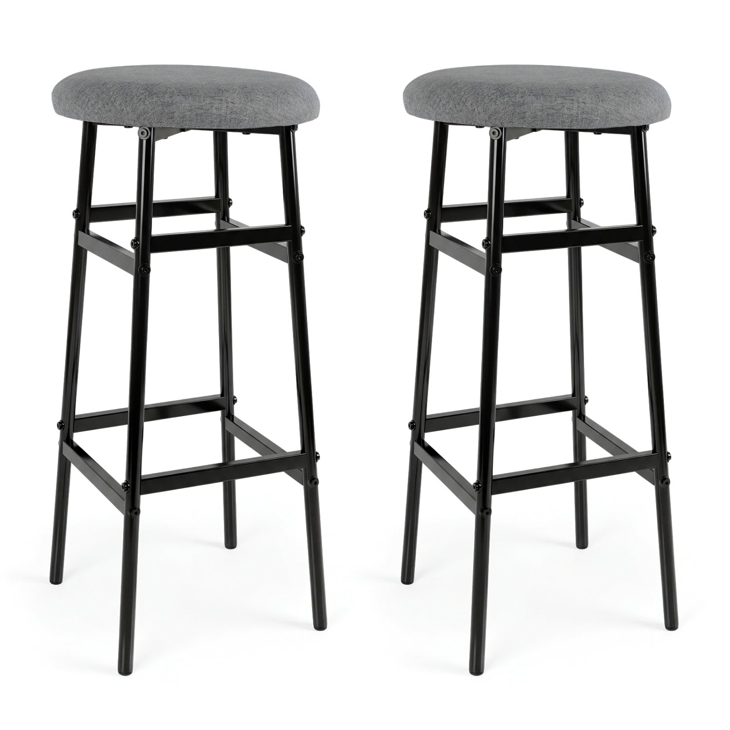 Metal Frame Bar Stools Set of 2, Gray, Black Bar Stools Black & Gray at Gallery Canada