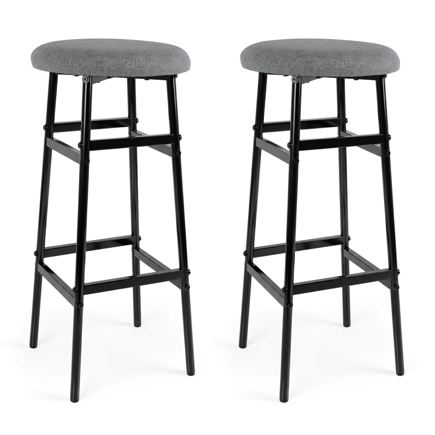 Metal Frame Bar Stools Set of 2, Gray, Black Bar Stools Black & Gray at Gallery Canada