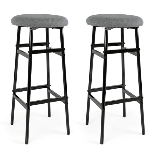 Metal Frame Bar Stools Set of 2, Gray, Black Bar Stools Black & Gray at Gallery Canada