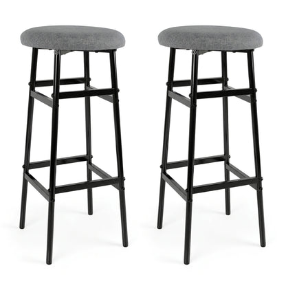 Metal Frame Bar Stools Set of 2, Gray, Black Bar Stools at Gallery Canada