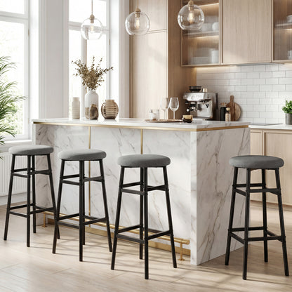 Metal Frame Bar Stools Set of 2, Gray, Black Bar Stools at Gallery Canada