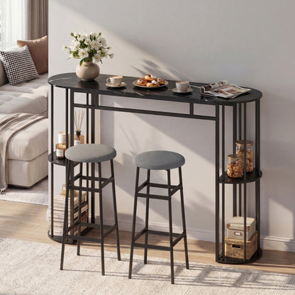 Metal Frame Bar Stools Set of 2, Gray, Black Bar Stools at Gallery Canada