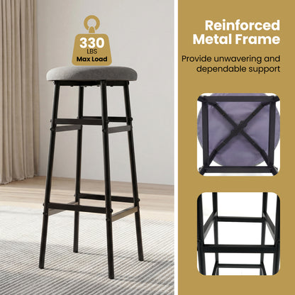 Metal Frame Bar Stools Set of 2, Gray, Black Bar Stools at Gallery Canada