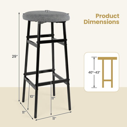 Metal Frame Bar Stools Set of 2, Gray, Black Bar Stools at Gallery Canada