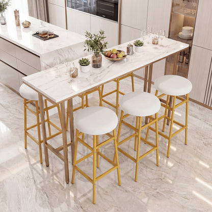 Metal Frame Bar Stools Set of 2, Golden, With Footrest, White Bar Stools at Gallery Canada