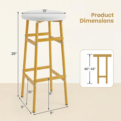 Metal Frame Bar Stools Set of 2, Golden, With Footrest, White Bar Stools at Gallery Canada