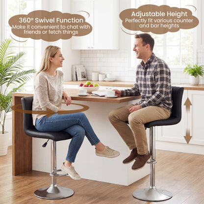 Adjustable Swivel Bar Stools Set Of 2, Black Bar Stools at Gallery Canada