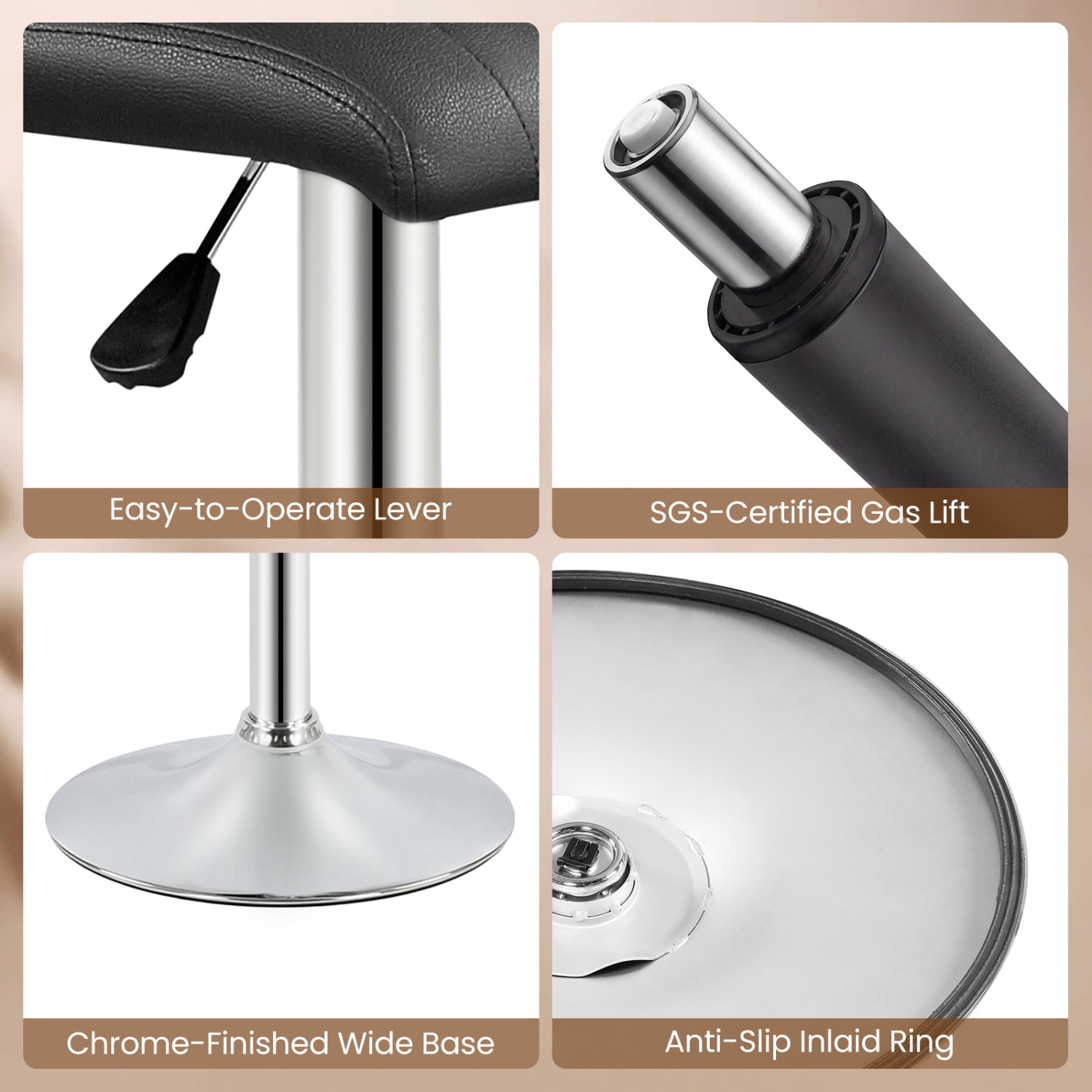 Adjustable Swivel Bar Stools Set Of 2, Black Bar Stools at Gallery Canada