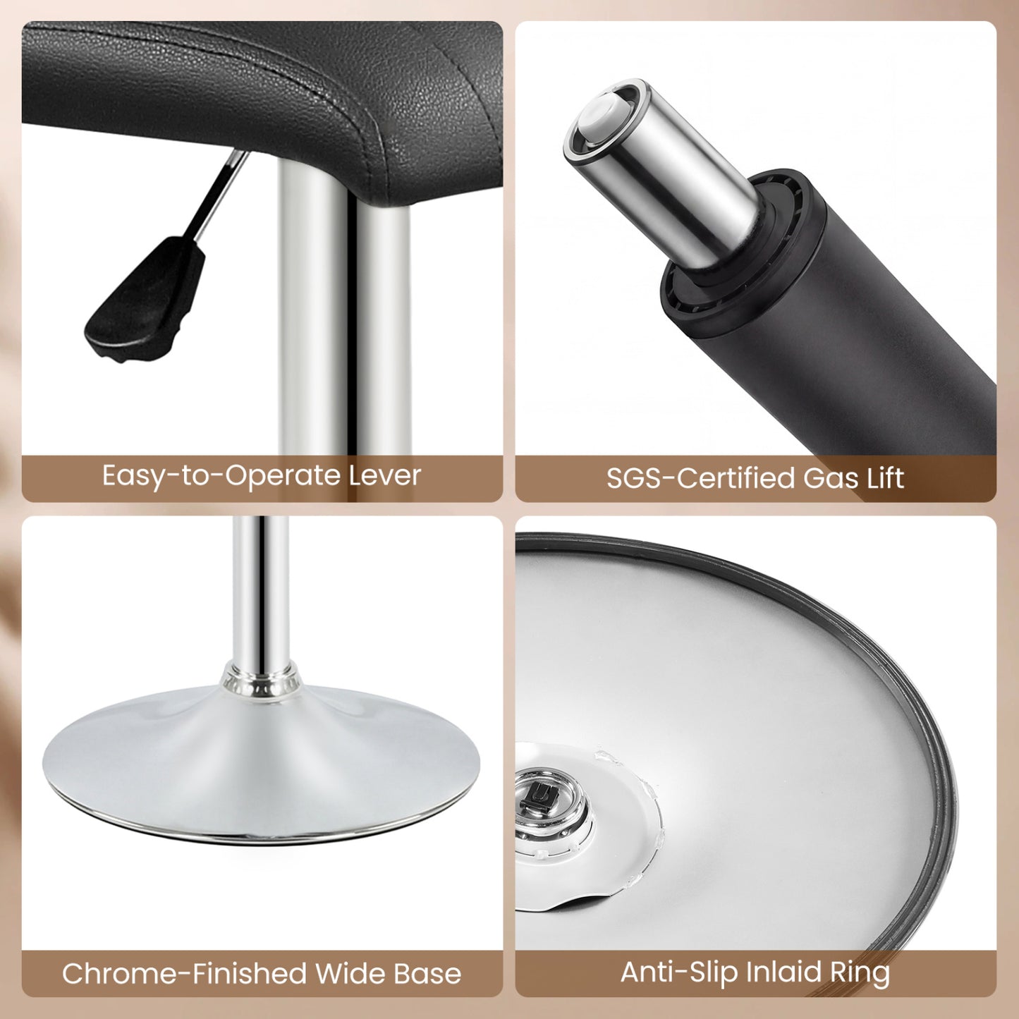 Adjustable Swivel Bar Stools Set Of 2, Black Bar Stools at Gallery Canada