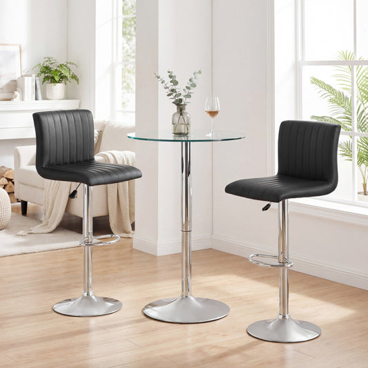 Adjustable Swivel Bar Stools Set Of 2, Black Bar Stools Black at Gallery Canada