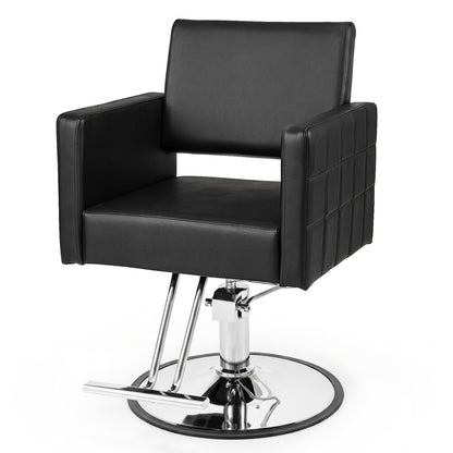 Barber Salon Chair, Hydraulic Pump, Adjustable Height, Black