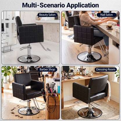 Barber Salon Chair, Hydraulic Pump, Adjustable Height, Black