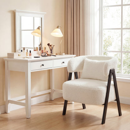 Barrel Accent Chair Faux Rabbit Fur Upholstered Armchair, White Accent Chairs at Gallery Canada