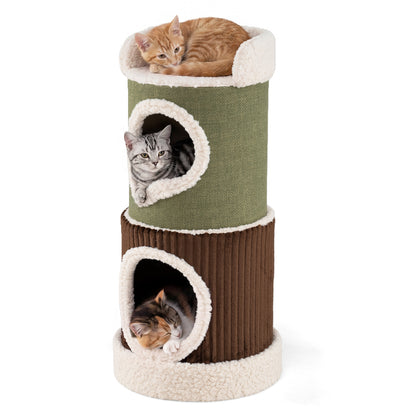 Barrel Cat House with Top Perch & Double Condos, Green Cat Houses at Gallery Canada