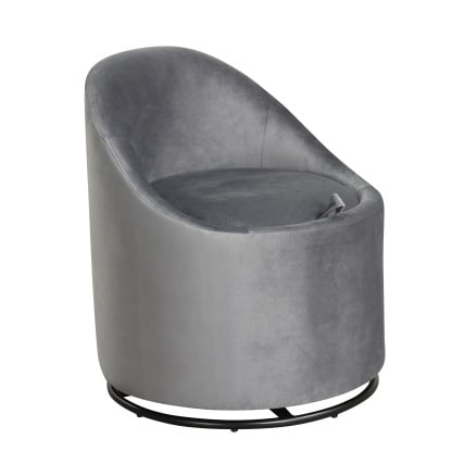 Barrel Chair with Storage 360° Swivel Upholstered Vanity Chair, Gray