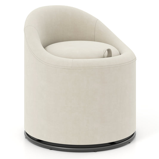 Barrel Chair With Storage, 360° Swivel Upholstered Vanity Chair, Beige Accent Chairs Beige at Gallery Canada