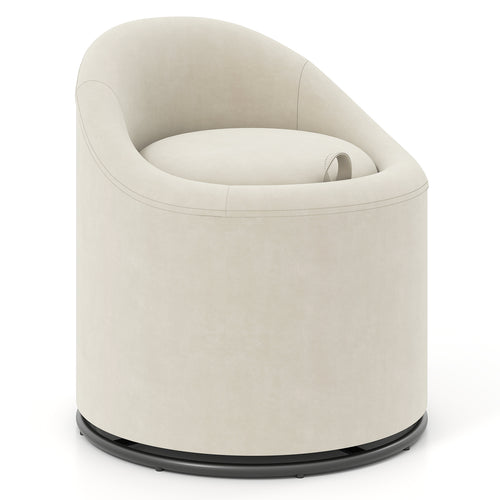Barrel Chair With Storage, 360° Swivel Upholstered Vanity Chair, Beige