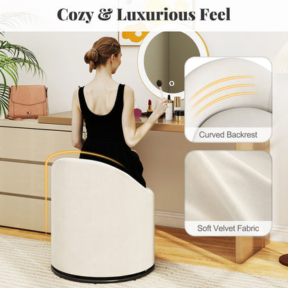 Barrel Chair With Storage, 360° Swivel Upholstered Vanity Chair, Beige Accent Chairs at Gallery Canada