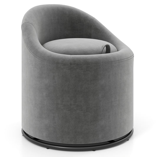 Barrel Chair With Storage, 360° Swivel Upholstered Vanity Chair, Gray Accent Chairs Gray at Gallery Canada