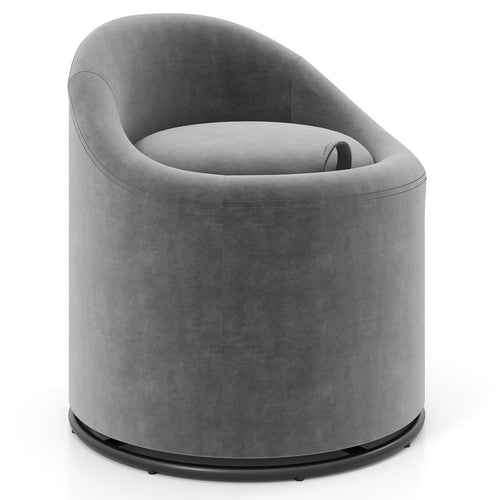 Barrel Chair With Storage, 360° Swivel Upholstered Vanity Chair, Gray