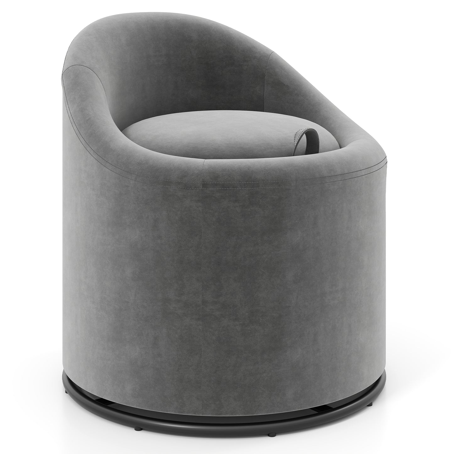 Barrel Chair With Storage, 360° Swivel Upholstered Vanity Chair, Gray Accent Chairs at Gallery Canada