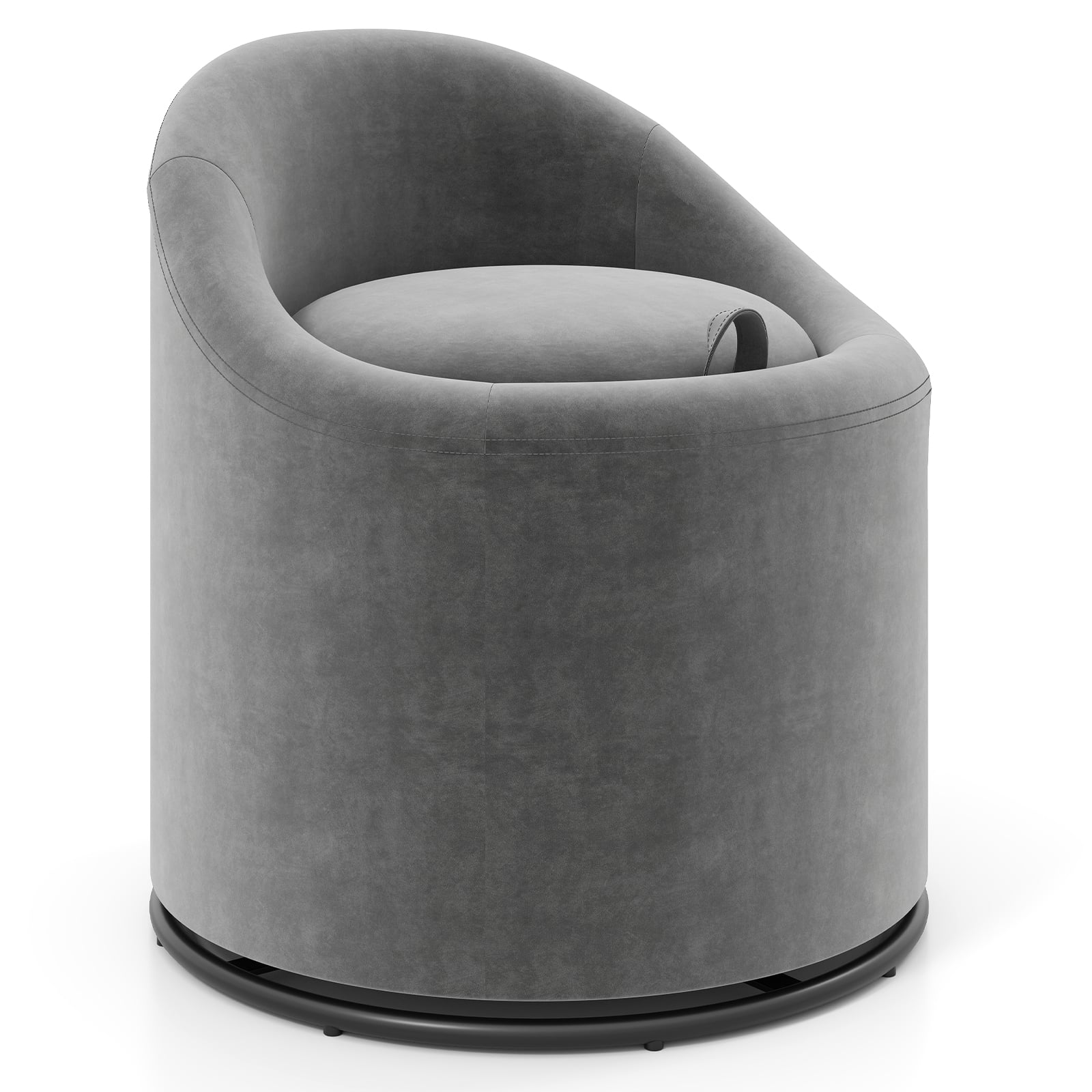 Barrel Chair With Storage, 360° Swivel Upholstered Vanity Chair, Gray Accent Chairs at Gallery Canada