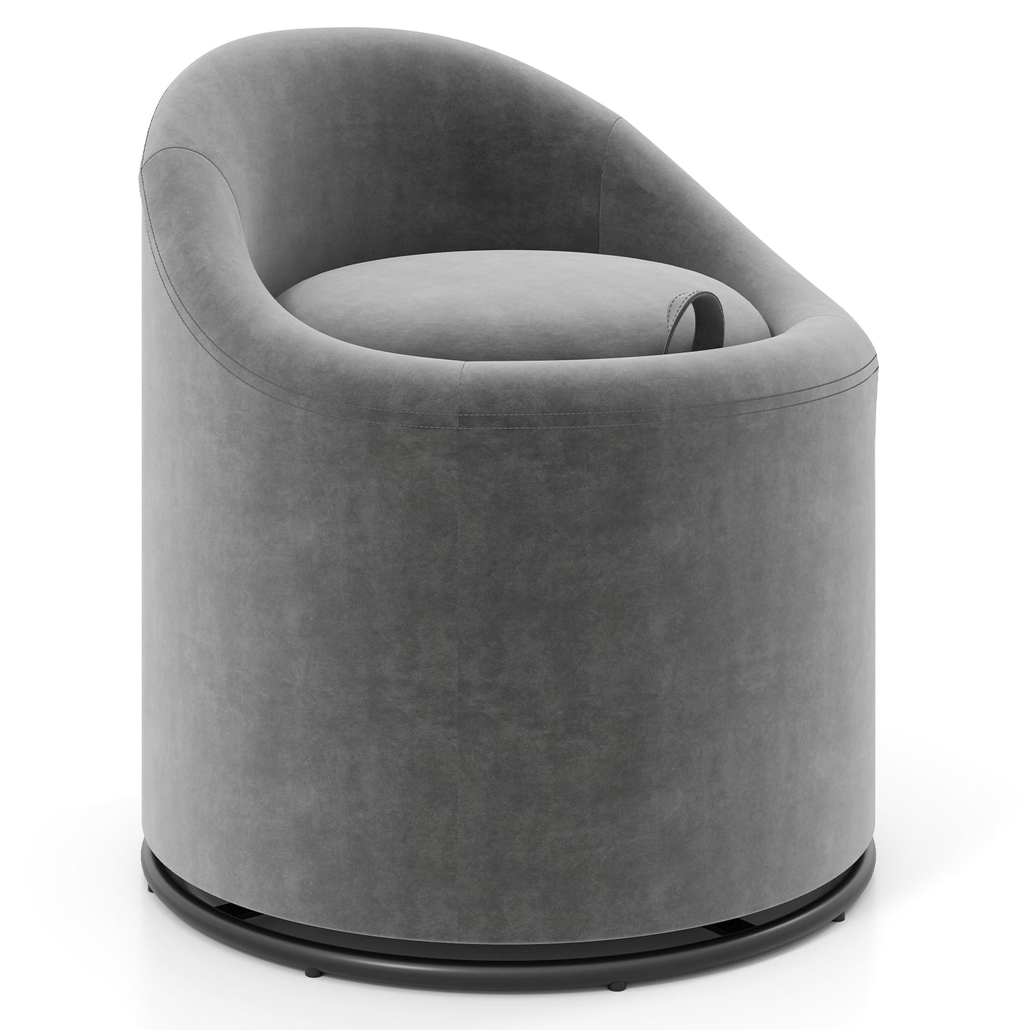 Barrel Chair With Storage, 360° Swivel Upholstered Vanity Chair, Gray Accent Chairs at Gallery Canada