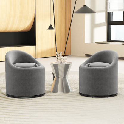 Barrel Chair With Storage, 360° Swivel Upholstered Vanity Chair, Gray Accent Chairs at Gallery Canada