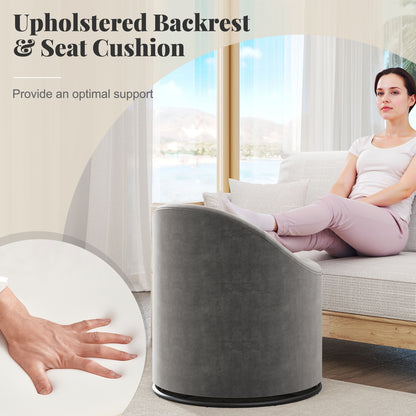 Barrel Chair With Storage, 360° Swivel Upholstered Vanity Chair, Gray Accent Chairs at Gallery Canada