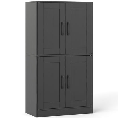 Bathroom Cabinet 43.5 inch Storage Cabinet with Doors and Adjustable Shelves, Black Floor Cabinets at Gallery Canada